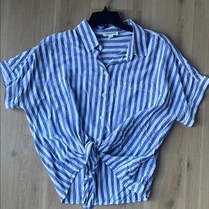 Blue and White Striped Casual Shirt